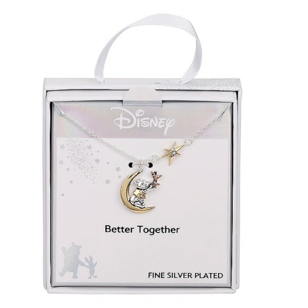 NWT Disney's Winnie the Pooh Fine Silver Plated Crystal Pendant Necklace